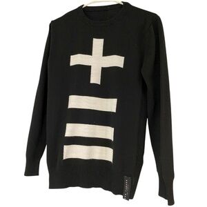 Ron Tomson Men’s Black Modern Signs Graphic Sweater